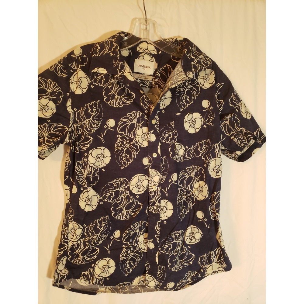 Mens Goodfellow Navy Floral Short Sleeve Shirt Size M